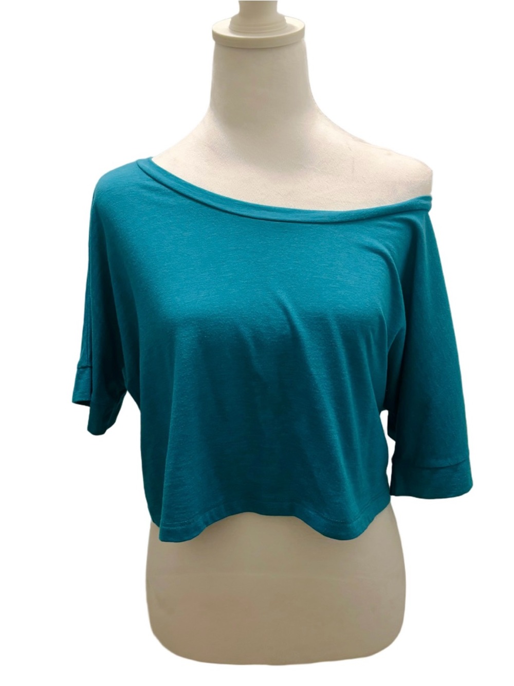 dELiA*s Teal Off-Shoulder Cropped Top small Y2K